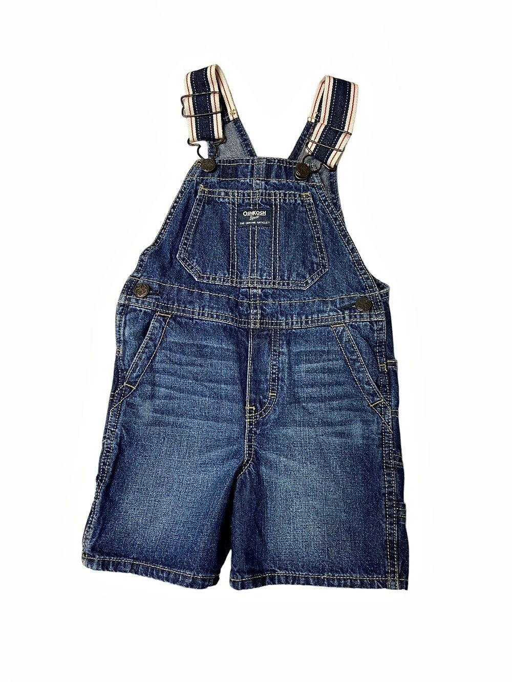 OshKosh B'gosh Toddler Striped Denim Shortall Blue Baby 3T